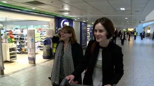 Downton actresses at Heathrow